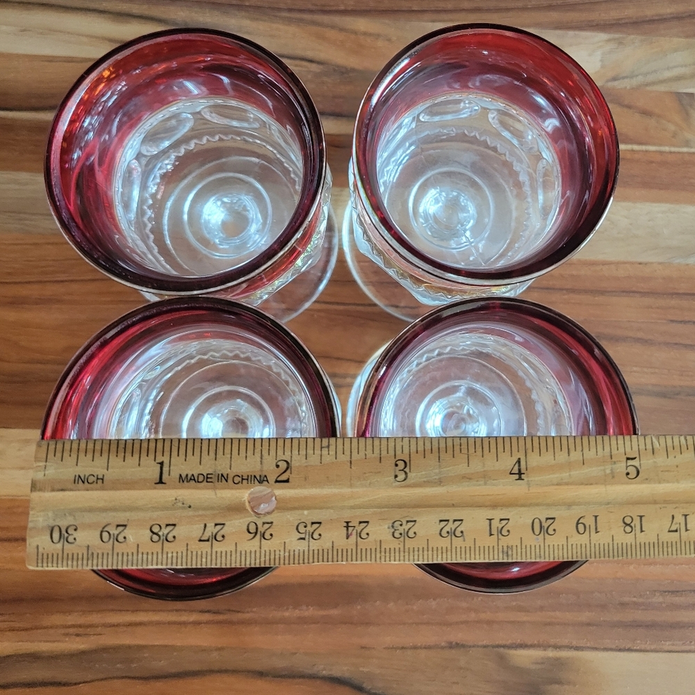 4 piece  Vintage King's Crown Ruby Thumbprint‎ Glass - 4.25" Excellant Condition - Picture 7 of 11